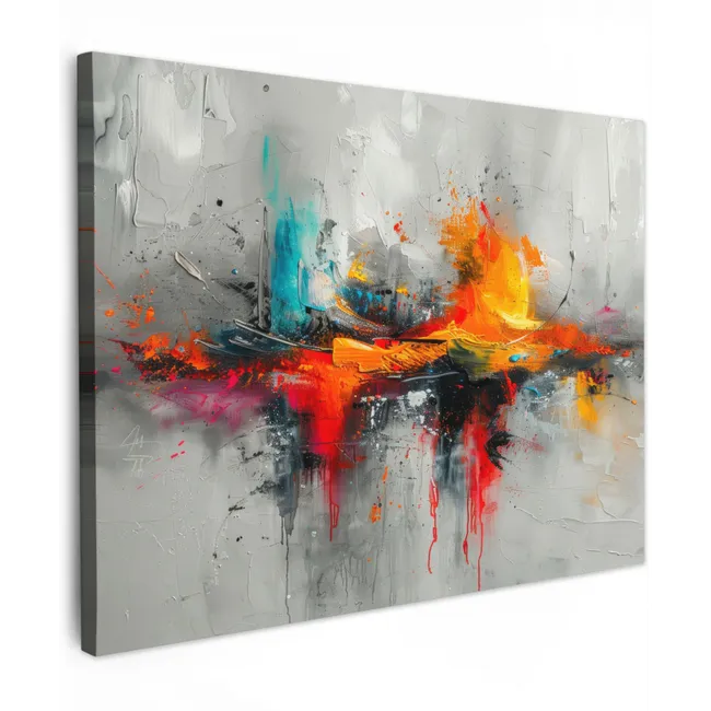 Leinwandbild - Moderne Kunst - Orange - Grau - Abstrakt