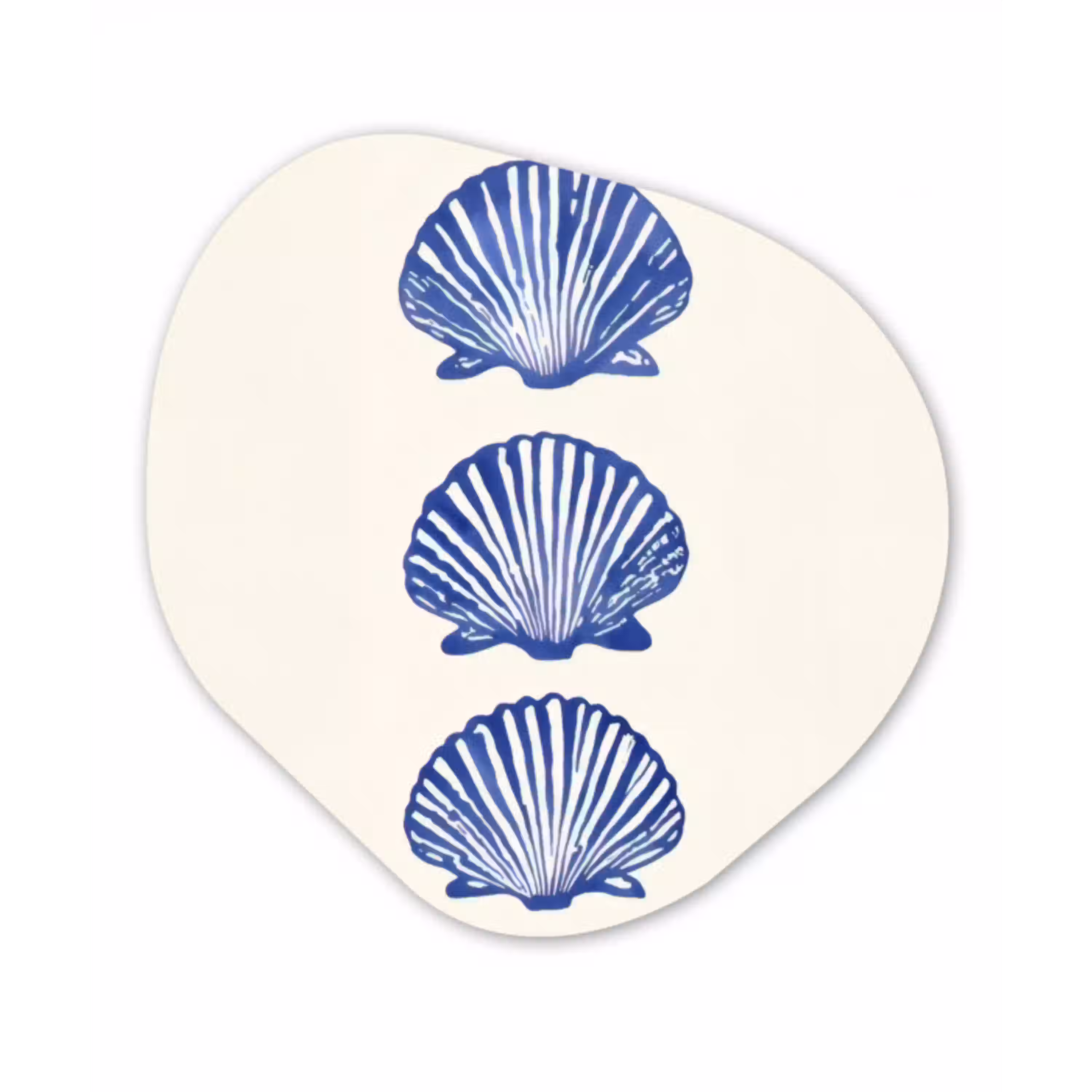 Schelpen - Blauw - Patroon Wandcirkel Organisch Aluminium middel -3d