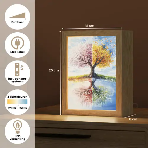Boom - Kunst - Seizoenen - Lente - Herfst Light Box met kabel (Tafellamp) klein -USP_NL