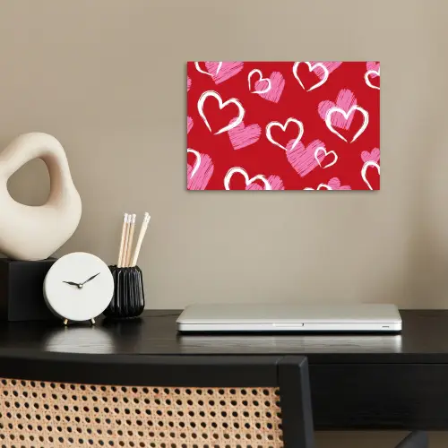 Patroon - Hartjes - Roze - Valentijn poster papier klein -sfeer1