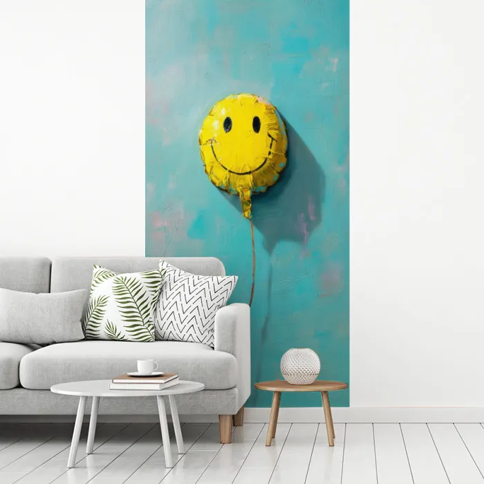 Ballon - Geel - Smiley fotobehang vinyl groot -woonkamer