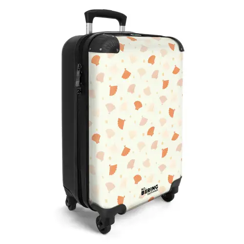 Schelpen patroon oranje NBS - Handbagage koffer - Kinderen Unisex middel -productfoto_3d