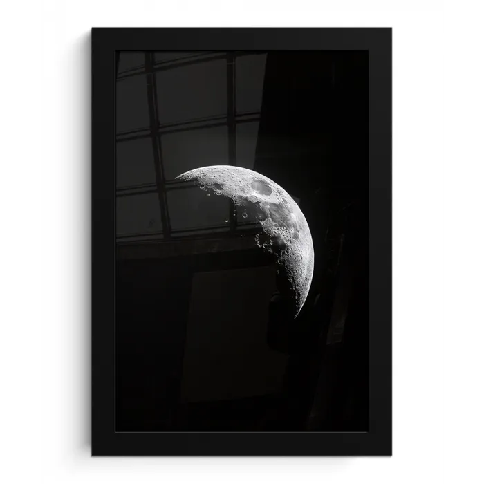 Maan - Hemel - Zwart - Schaduw fotolijst zwart zonder passe partout klein -3d
