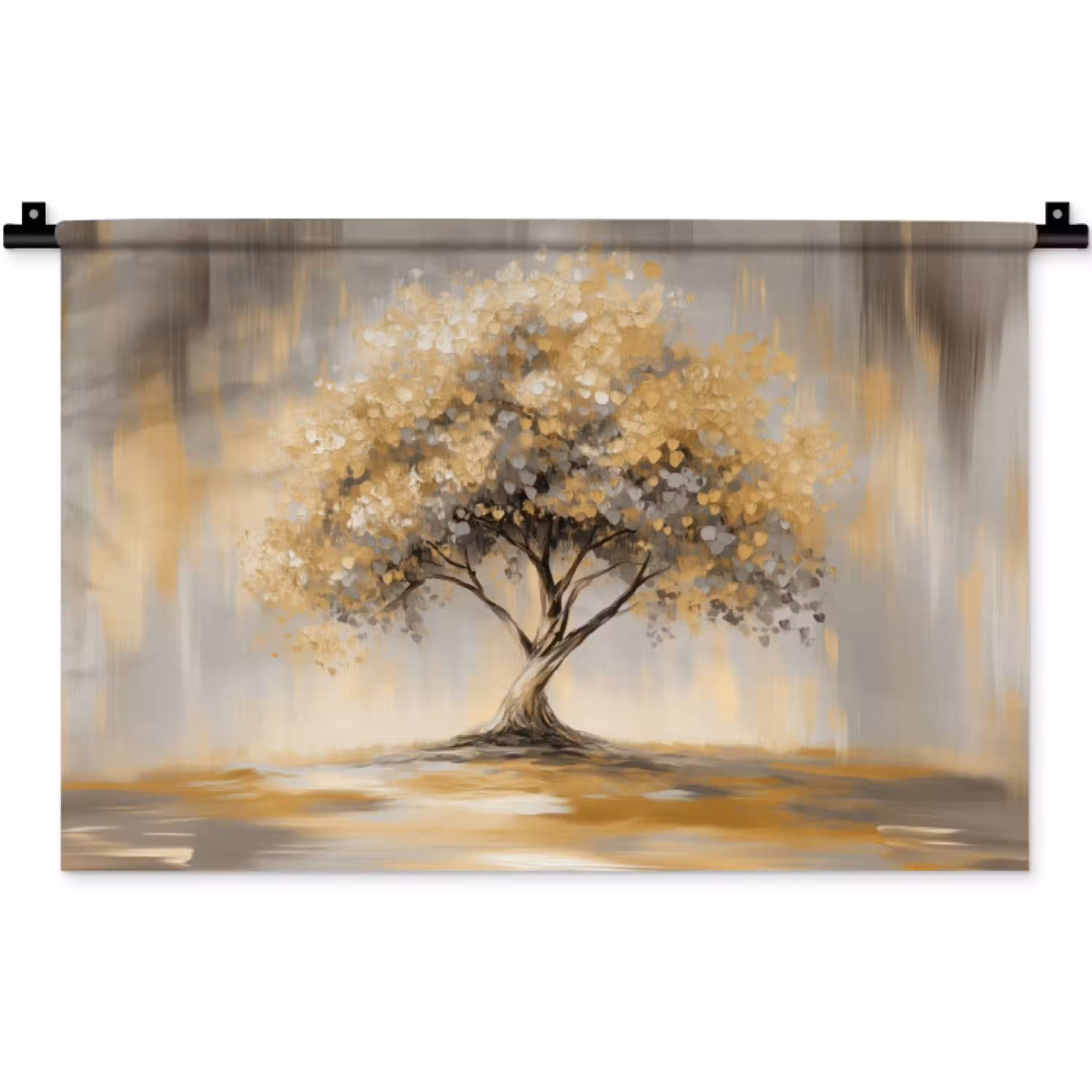 Schilderij - Boom - Abstract - Bladeren Wandkleed katoen klein -zz3d