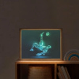 Voetbal - Voetballer - Jongen - Zwart Light Box met batterij (Wandlamp kind) middel -sfeer1_kind