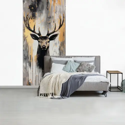 Abstract - Hert - Gewei - Goud fotobehang vinyl groot -slaapkamer