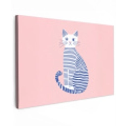 Kat - Illustratie - Minimalistisch - Roze Tuinposter op houten frame 2 cm dik klein -3d