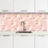 Kraanvogels - Bloesem - Roze keuken achterwand 2 middel 871 -3d