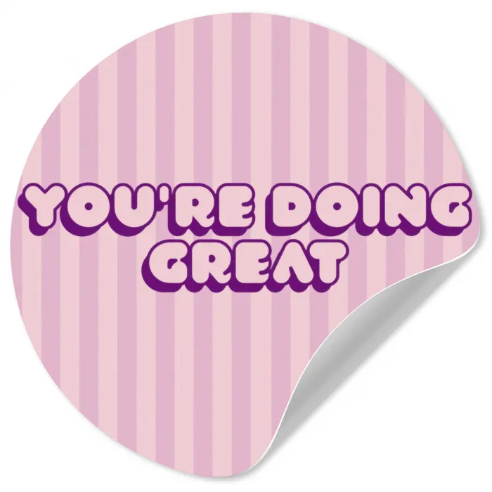 Paars - Strepen - You're doing great - Schaduw Wandcirkel behangsticker klein -3d