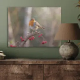 Roodborst - Tak - Bessen - Natuur PET vilt klein -sfeer2