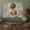 Vrouw - Verf - Abstract - Beige - Modern PET vilt klein -sfeer2