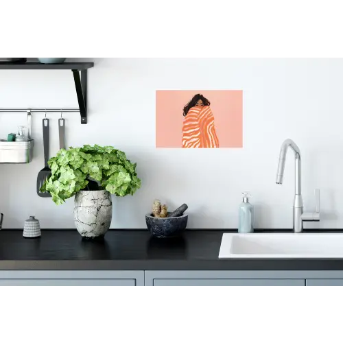 Meisje - Deken - Gestreept - Oranje Muursticker klein -keuken