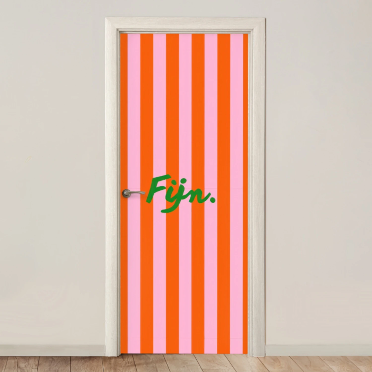 Patroon - Oranje - Fijn - Strepen deurposter klein -3d_beige