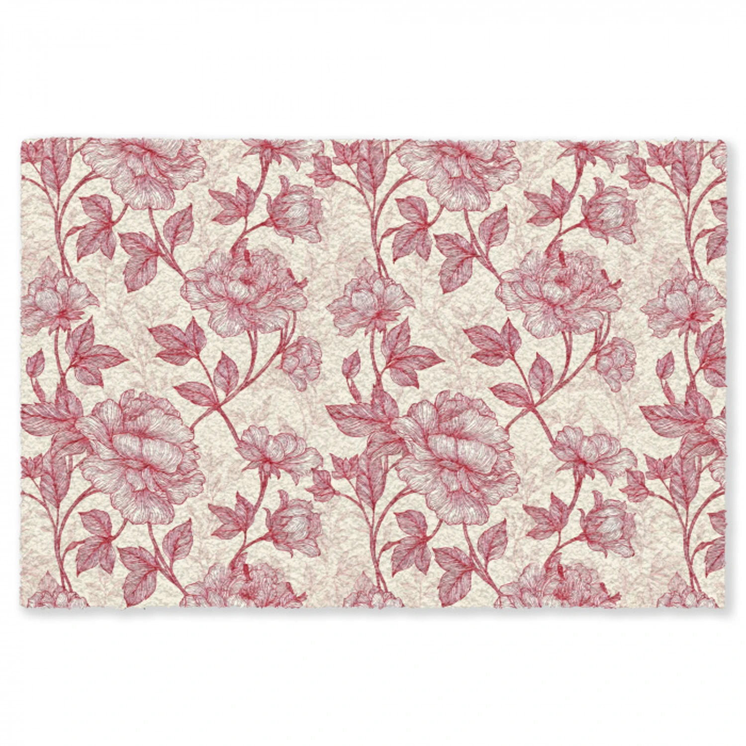 Pioenrozen - Modern -  Rood Vloerkleed Rechthoek klein 1091 -3d