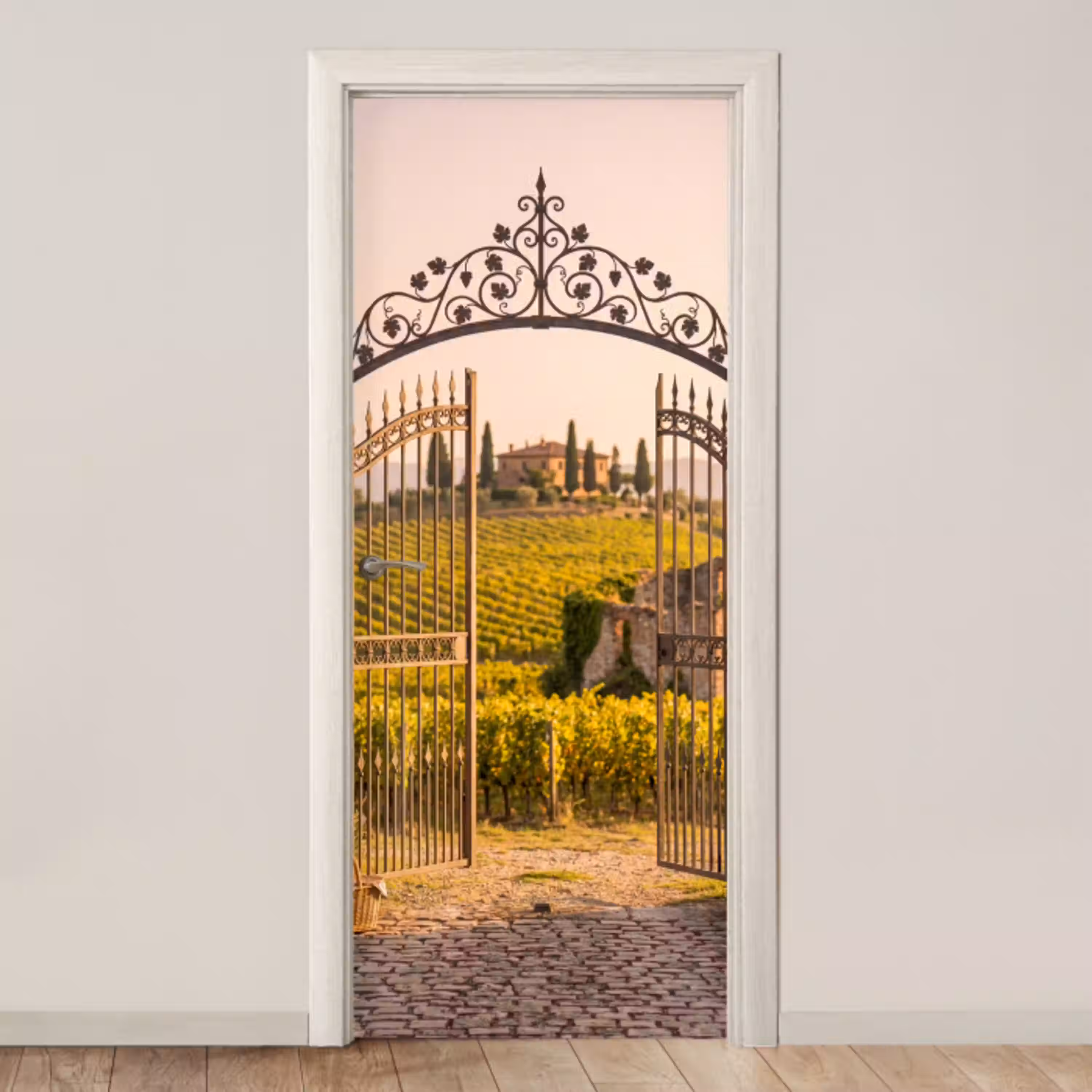 Poort - Landschap - Platteland - Zonlicht - Warm deurposter klein -3d_beige
