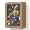 Melkmeisje - Johannes Vermeer - Bloemen Light Box met kabel (Wandlamp) klein -3d