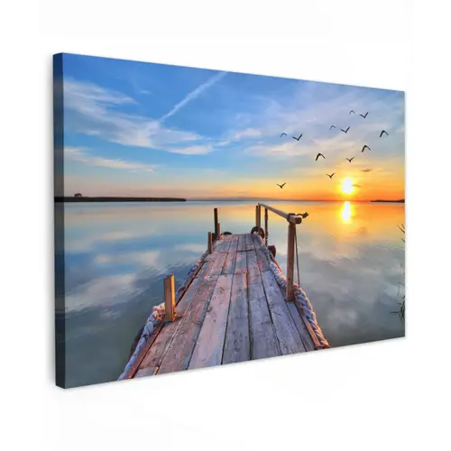 Water - Steiger - Vogels - Zonsondergang - Horizon canvas 2cm klein -z3d