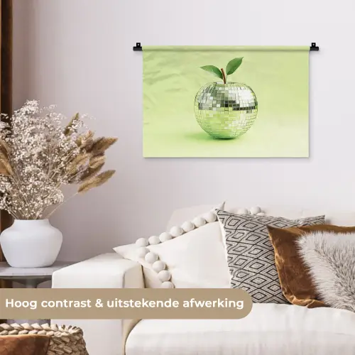 Groen - Disco - Decoratie - Appel Wandkleed katoen klein -sfeer1