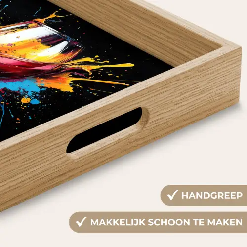 Wijn - Glas - Graffiti - Borrel - Rood - Verf Dienblad Rechthoek middel -USP_HandgreepNL