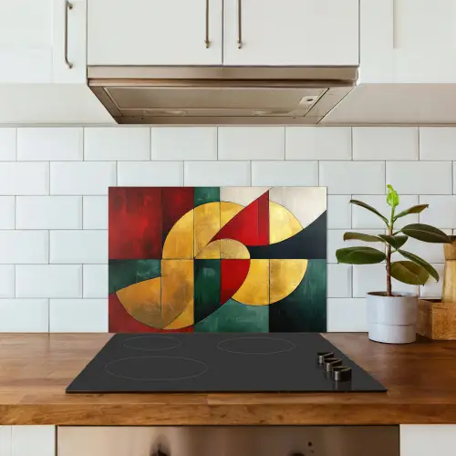 Abstract - Kerst - Goud - Rood - Groen keuken achterwand spatscherm klein -sfeer2