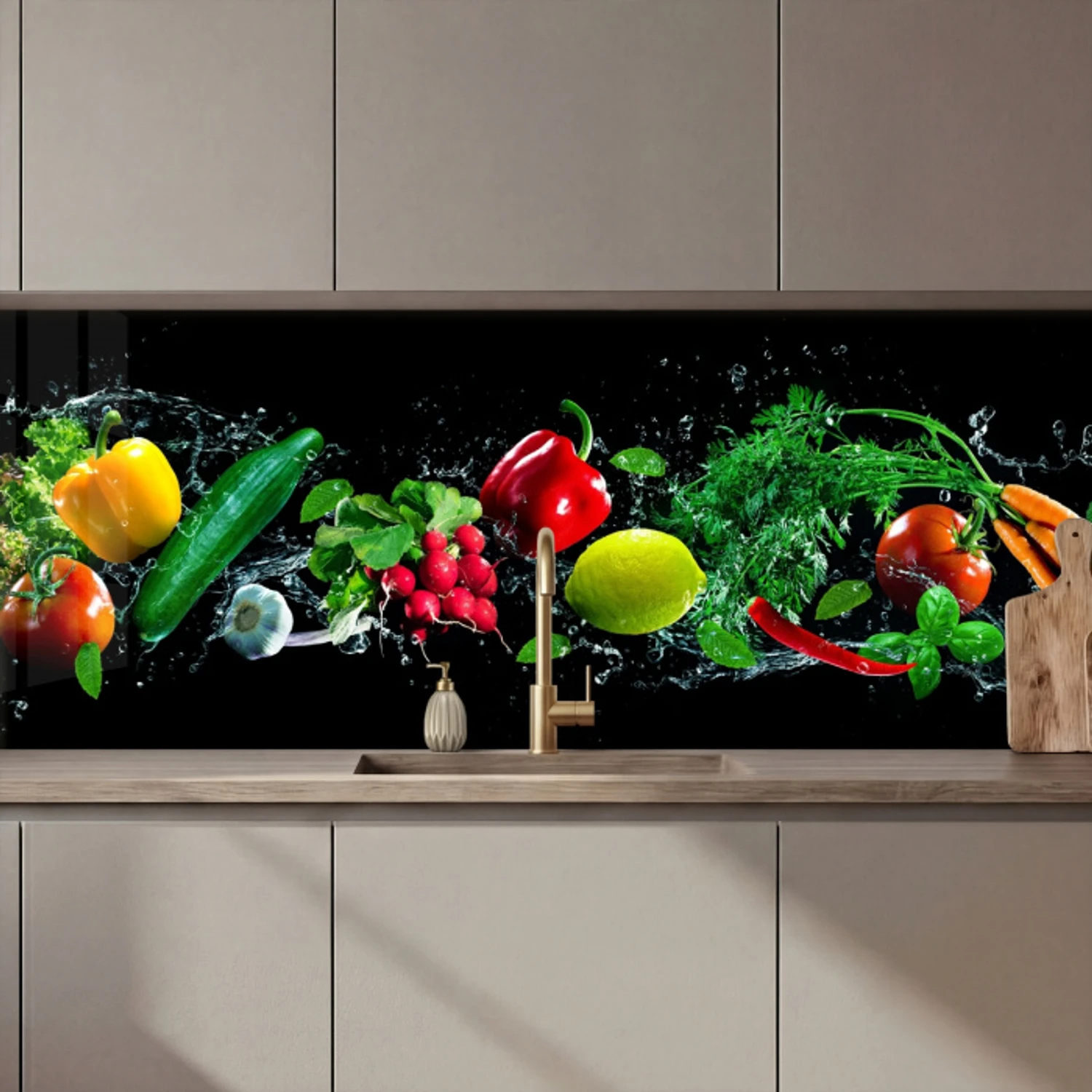 Groente - Splash - Zwart keuken achterwand 2 middel zz_3dshopping