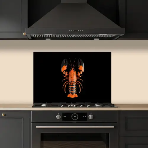 Kreeft - Oranje - Zwart - Modern keuken achterwand spatscherm klein -sfeer1