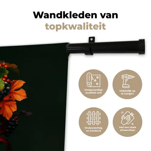 Vrouw - Rood - Groen - Druiven Wandkleed katoen klein -sfeer2
