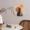 Katten - Zwart - Abstract - Cirkels Akoestische PET Vilt - Rond klein -sfeer3