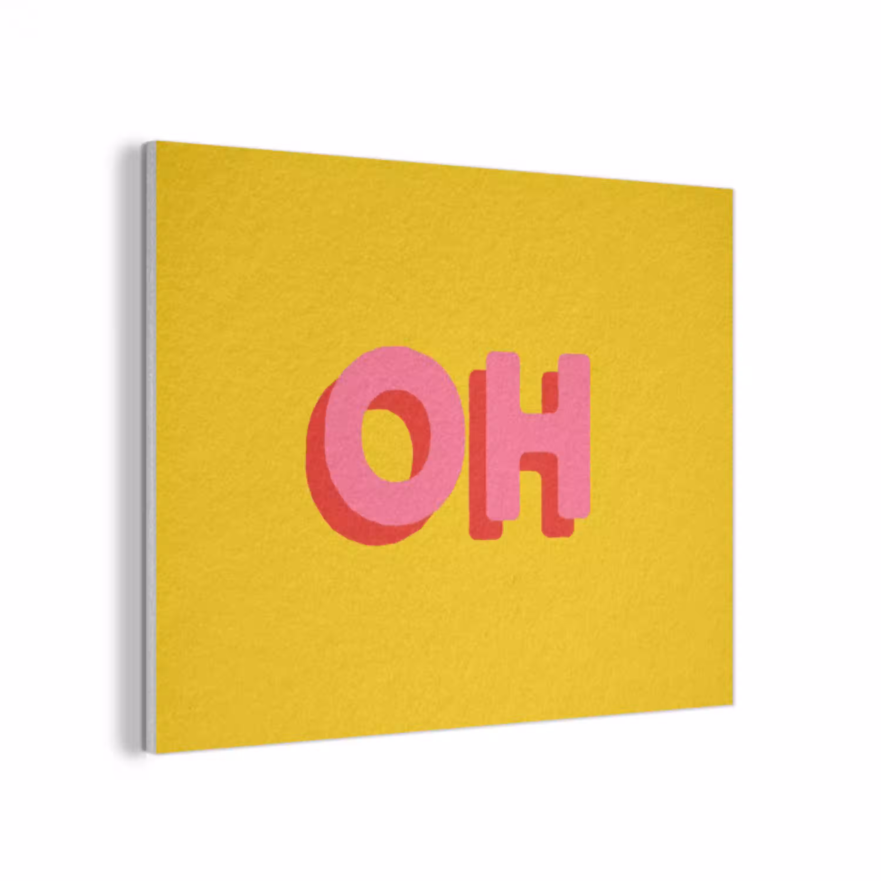 Geel - Roze - Oh - 3D PET vilt klein -3d