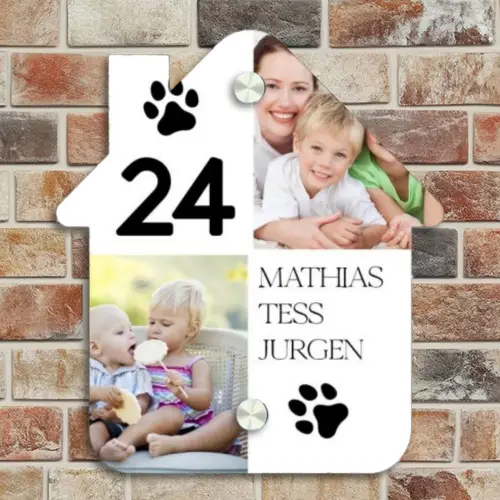 Familieportret met pootafdrukken - Klassiek Naambord Huisje klein -sfeer6