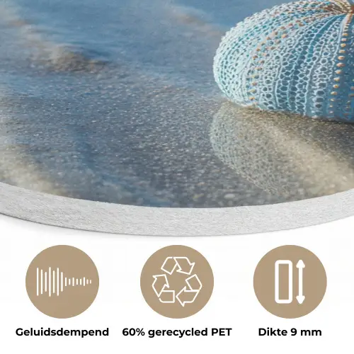 Strand - Schild - Water - Blauw Akoestische PET Vilt - Rond klein -closeup_NL