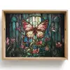 Vlinder - Roze - Bloemen - Bladeren Dienblad Rechthoek middel -z3d_shopping