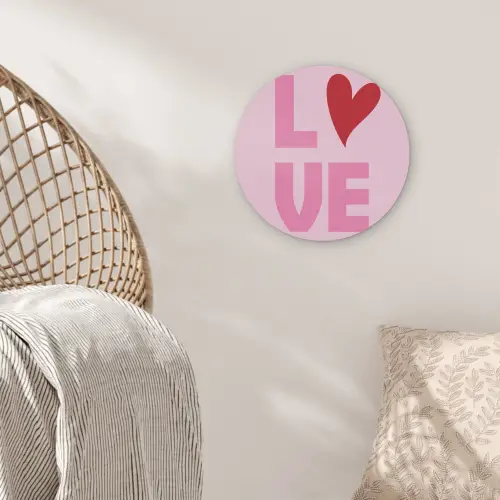 Love - Roze - Hart - Valentijn Akoestische PET Vilt - Rond klein -sfeer4