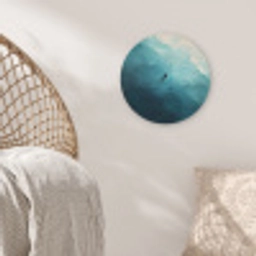 Zee - Silhouet - Abstract - Blauw Akoestische PET Vilt - Rond klein -sfeer4