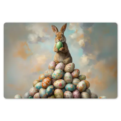 Konijn - Eieren - Kleurrijk Placemat vinyl groot -zzsfeer1_Kitchenyeah-website