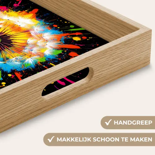 Paardenbloem - Graffiti - Kleurrijk - Bloemen - Natuur Dienblad Rechthoek middel -USP_HandgreepNL