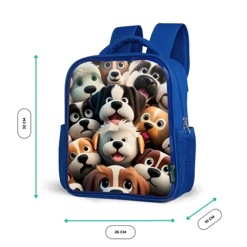 Blaffende Bengeltjes Kinderrugzak - Blauw middel -productfoto_formaten
