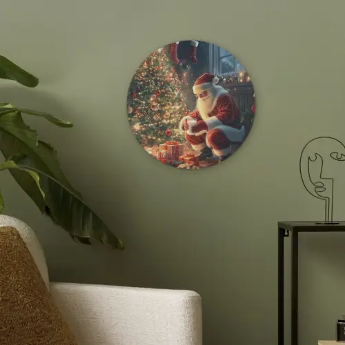 Kerstman - Haard - Donker Akoestische PET Vilt - Rond klein -sfeer2