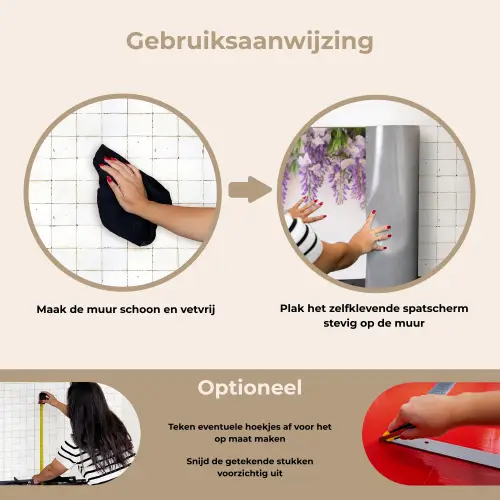 Blauwe regen - Bloemen - Paars keuken achterwand spatscherm klein -gebruiksaanwijzing_NL