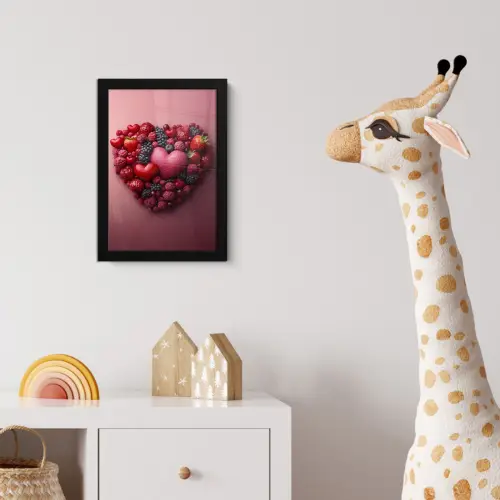 Fruit - Hartjes - Aardbeien - Frambozen - Bosbessen fotolijst zwart zonder passe partout klein -usfeer4_kinderkamer