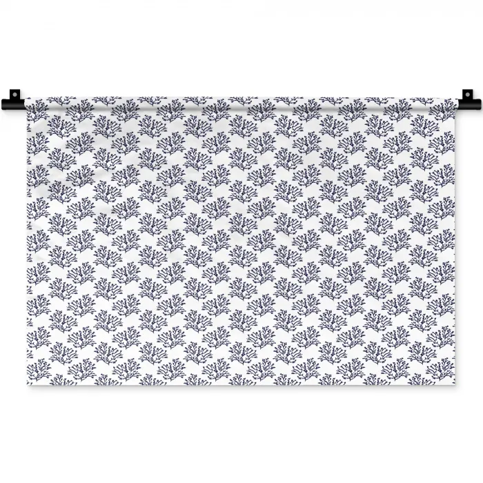Oceaan - Koraal - Blauw - Wit Wandkleed katoen klein 269 -zz3d