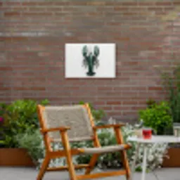 Kreeft - Glossier - Groen - Wit Tuinposter op houten frame 2 cm dik klein -sfeer3