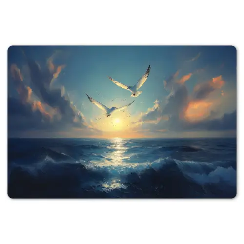 Meeuwen - Zee - Wolken -Blauw Placemat vinyl groot -zzsfeer1_Kitchenyeah-website