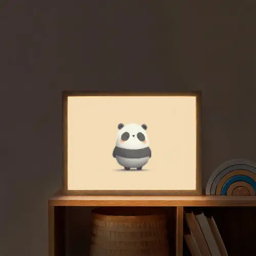 Panda - Beige - Minimalistisch Light Box met batterij (Wandlamp kind) middel -sfeer1_kind