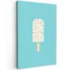 Ijsje - Stokje - Sprinkles - Lichtblauw Tuinposter op houten frame 2 cm dik klein -3d
