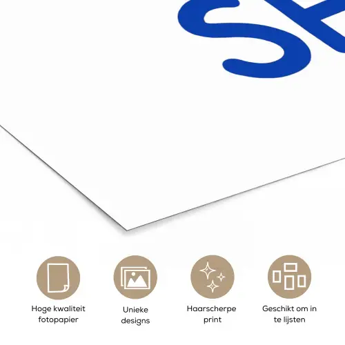 Blauw - Quote - Wit poster papier klein -closeup_NL
