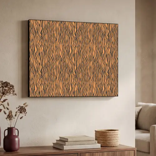Tijger - Oranje - Patroon - Strepen Textielframe zwart klein 947 -sfeer3