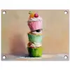 Cupcakes - Gestapeld - Kleurrijk - Fruit tuinposter los doek klein -3d