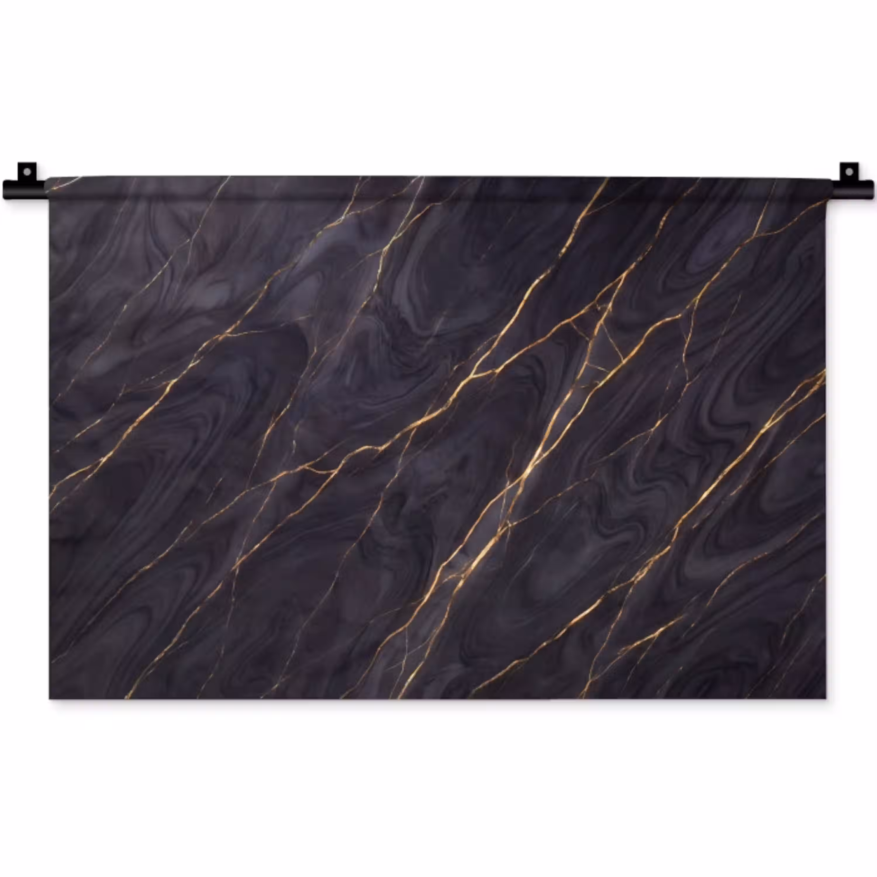 Marmer - Goudaders - Abstract - Modern - Zwart Wandkleed katoen klein -zz3d