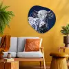Koe - Delfts - Blauw - Artistiek Wandcirkel Organisch Aluminium middel -sfeer4